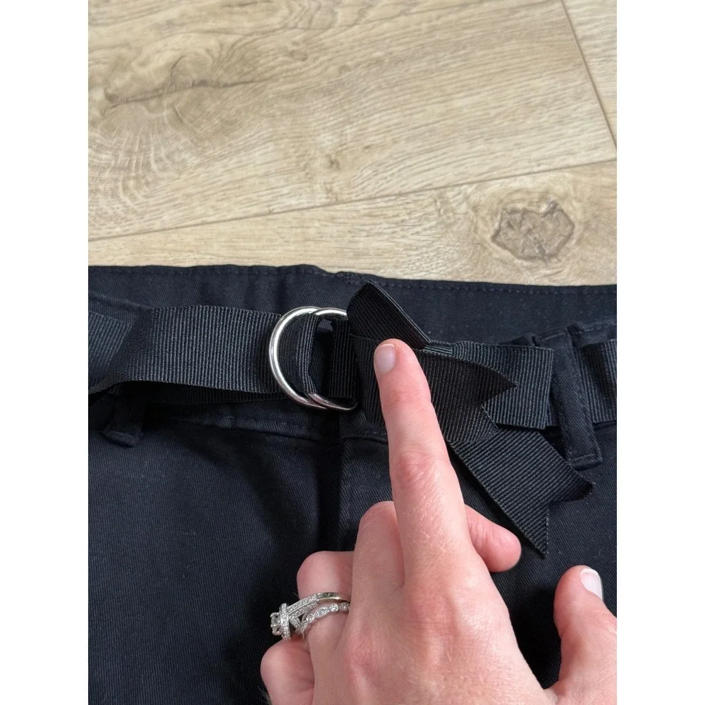 NWT Kid Girls Gymboree nanotex uniform‎ black bow belted chino shorts size 8
